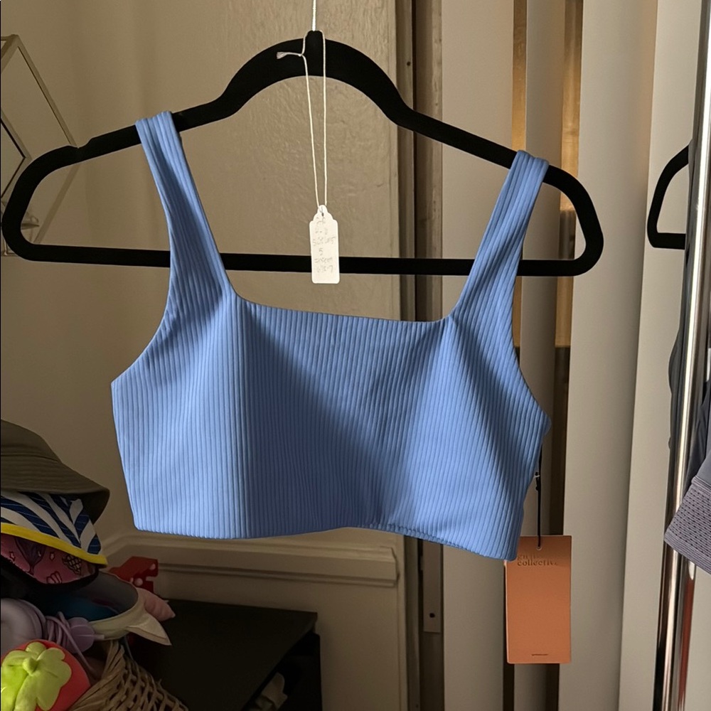Blue Ribbed Women's Top